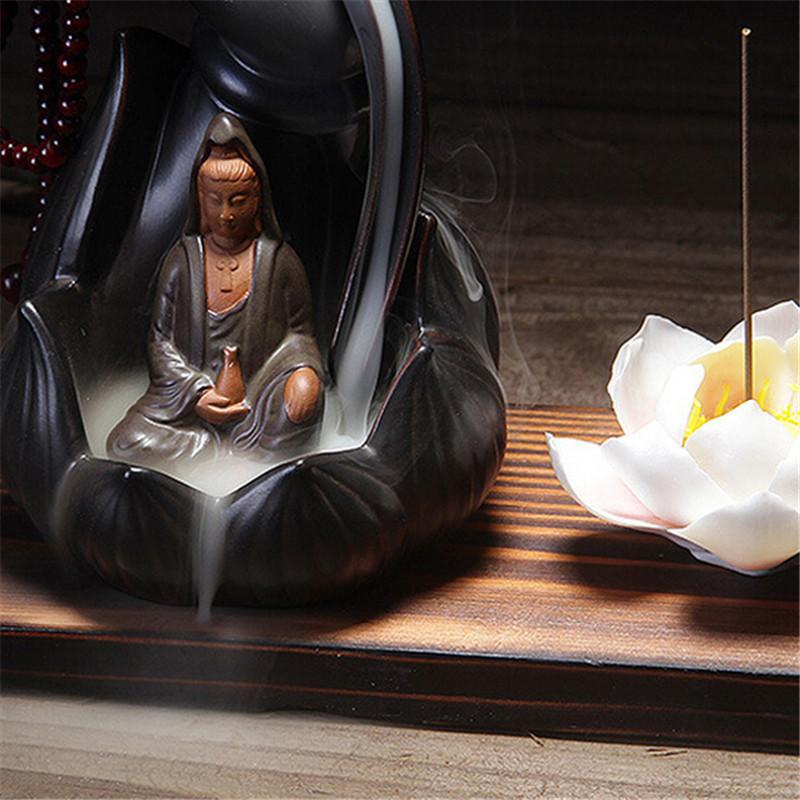 Lotus Line Glaze Buddha Incense Burner