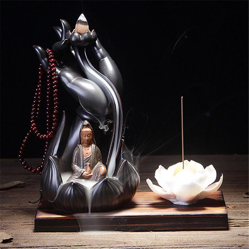 Lotus Line Glaze Buddha Incense Burner