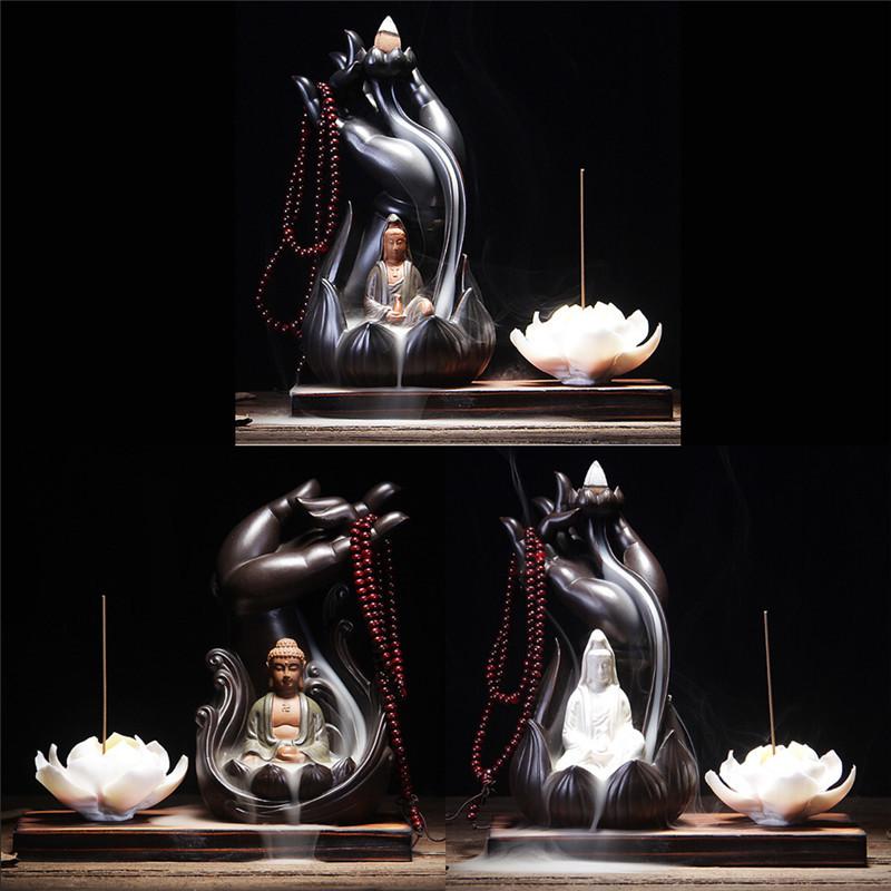 Lotus Line Glaze Buddha Incense Burner