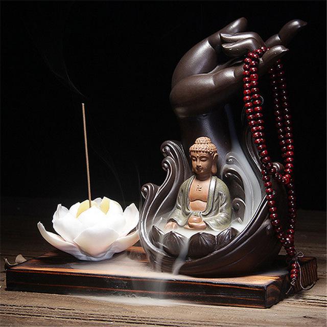 Lotus Line Glaze Buddha Incense Burner